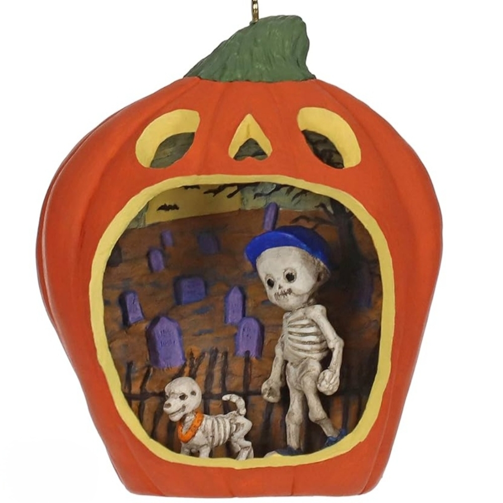 Hallmark Orange Pumpkin Skeleton Ornament